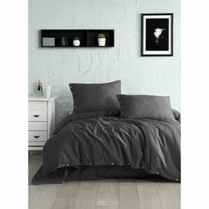 Sötétszürke egyszemélyes renforcé pamut ágyneműhuzat 140x200 cm Como Striped – Mila Home Luxury kép