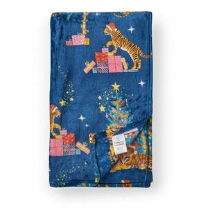 Kék mikroplüss takaró karácsonyi mintával 130x170 cm Christmas Tiger – Catherine Lansfield kép