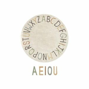 Krémszínű pamut gyerek játszószőnyeg ø120 cm ABC Color and Letters – Lorena Canals kép