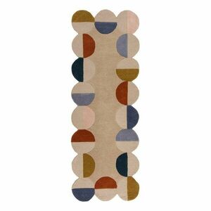 Bézs kézi szövésű gyapjú futószőnyeg 80x230 cm Mia Scallop Frame – Flair Rugs kép