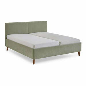 Világoszöld kárpitozott franciaágy ágyráccsal 160x200 cm Piano – Meise Möbel kép