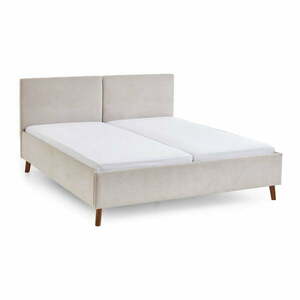 Bézs kárpitozott franciaágy ágyráccsal 180x200 cm Piano – Meise Möbel kép
