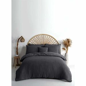 Antracitszürke egyszemélyes renforcé pamut ágyneműhuzat 140x200 cm Waffle Striped – Mila Home Luxury kép