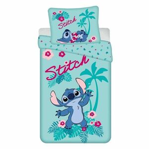 Kék egyszemélyes pamut gyerek ágyneműhuzat 140x200 cm Lilo a Stitch "Hawaii" – Jerry Fabrics kép
