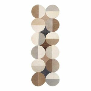 Szürkésbézs kézi szövésű gyapjú futószőnyeg 80x230 cm Mia Ellipse – Flair Rugs kép