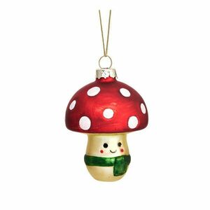 Üveg kézzel készített karácsonyfadísz ø 6 cm Happy Mushroom – Sass & Belle kép