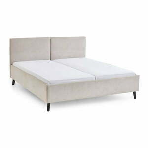 Bézs kárpitozott franciaágy ágyráccsal 160x200 cm Piano – Meise Möbel kép