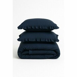 Sötétkék kétszemélyes-hosszabbított renforcé pamut ágyneműhuzat 240x220 cm Ruffle Striped – Mila Home Luxury kép