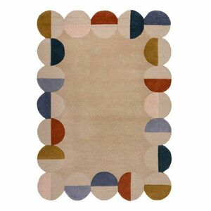 Bézs kézi szövésű gyapjú szőnyeg 120x170 cm Mia Scallop Frame – Flair Rugs kép