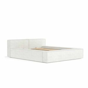 Krémszínű kárpitozott ágyneműtartós franciaágy ágyráccsal 200x200 cm Voliera – Maison de Rêve kép