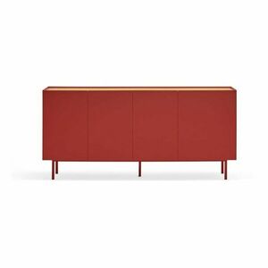 Piros alacsony komód tölgyfa dekorral 165x78 cm Arista – Teulat kép