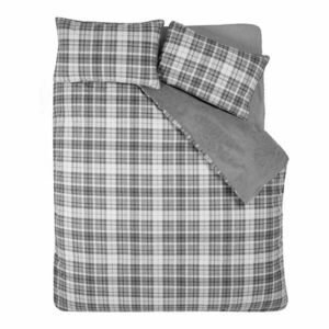Szürke kétszemélyes-hosszabbított sherpa ágyneműhuzat 230x220 cm Cosy Sherpa Check – Catherine Lansfield kép