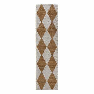 Fehér-natúr színű kézi szövésű jutakeverék futószőnyeg 80x230 cm Effie Diamond – Flair Rugs kép