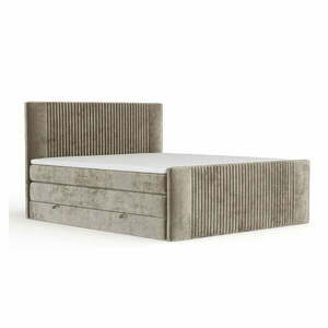 Világosbarna ágyneműtartós boxspring ágy 140x200 cm Bergamo – Maison de Rêve kép