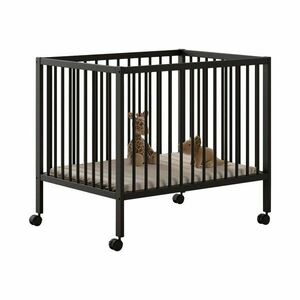 Antracitszürke bükkfa járóka állítható magassággal-gurulós 95x75 cm Dino – Vipack kép