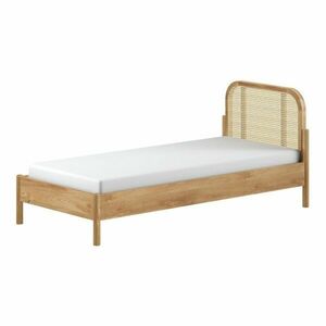Natúr színű tölgyfa egyszemélyes ágy ágyráccsal 90x200 cm Olive Rotan – Vipack kép