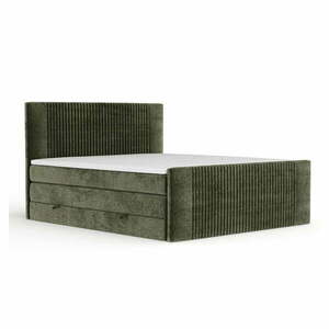 Sötétzöld ágyneműtartós boxspring ágy 200x200 cm Bergamo – Maison de Rêve kép