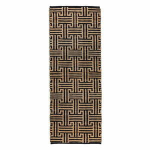 Fekete-natúr színű kézi szövésű jutakeverék futószőnyeg 80x230 cm Meander Jute – Flair Rugs kép