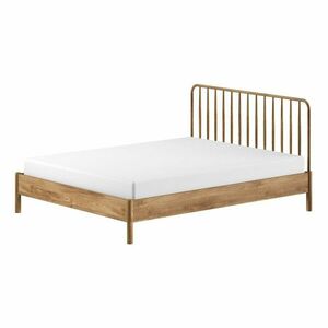 Natúr színű tölgyfa franciaágy ágyrács nélkül 160x200 cm Olive Spindle – Vipack kép