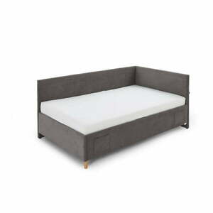 Antracitszürke kárpitozott ágyneműtartós sarok gyerekágy ágyráccsal 90x200 cm Cool – Meise Möbel kép