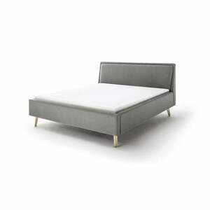 Világosszürke kárpitozott ágyneműtartós franciaágy ágyráccsal 180x200 cm Frieda – Meise Möbel kép