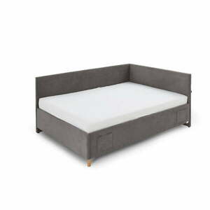 Antracitszürke kárpitozott ágyneműtartós sarok gyerekágy ágyráccsal 120x200 cm Cool – Meise Möbel kép