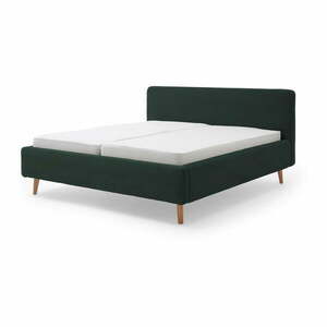Sötétzöld kárpitozott franciaágy ágyrács nélkül 160x200 cm Mattis Cord – Meise Möbel kép