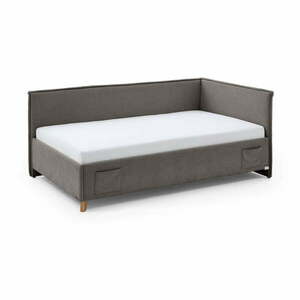Szürke kárpitozott ágyneműtartós sarok gyerekágy ágyráccsal 140x200 cm Fun – Meise Möbel kép