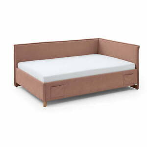 Rózsaszín kárpitozott sarok gyerekágy ágyrács nélkül 140x200 cm Fun – Meise Möbel kép