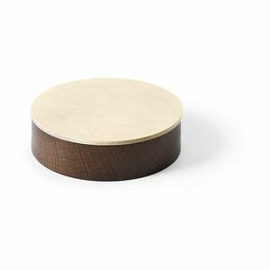 Barna-krémszínű fedeles-dekoratív fa-öko bőr tárolódoboz ø 11x3, 5 cm Circle Nupo – LIND DNA kép