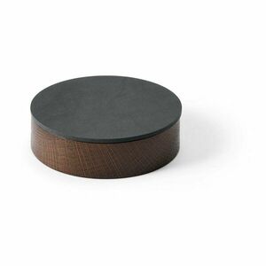 Antracitszürke-barna fedeles-dekoratív fa-öko bőr tárolódoboz ø 11x3, 5 cm Circle Nupo – LIND DNA kép