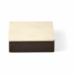Barna-krémszínű fedeles-dekoratív fa-öko bőr tárolódoboz 11x11x3, 5 cm Square Nupo – LIND DNA kép