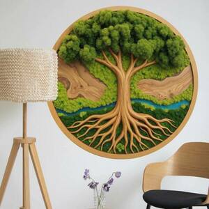 Kör matrica Életfa Bonsai - realisztikus rajz kép