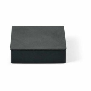 Fekete-antracitszürke fedeles-dekoratív fa-öko bőr tárolódoboz 11x11x3, 5 cm Square Nupo – LIND DNA kép