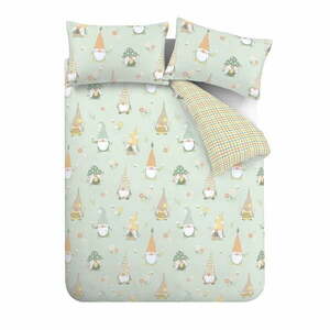 Világoszöld kétszemélyes hosszabbított ágyneműhuzat 230x220 cm Spring Gonks – Catherine Lansfield kép