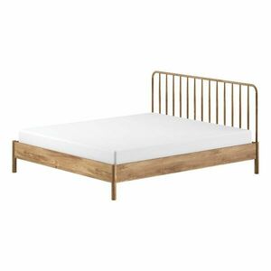 Natúr színű tölgyfa franciaágy ágyrács nélkül 180x200 cm Olive Spindle – Vipack kép