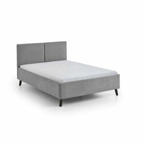 Szürke kárpitozott franciaágy ágyráccsal 140x200 cm Piano – Meise Möbel kép