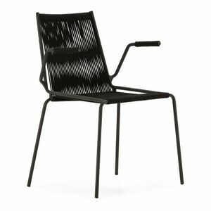 Fekete fém karfás-rakásolható étkezőszék szett 2 db-os Emily – Marckeric kép