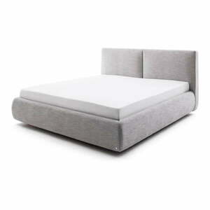 Szürke kárpitozott ágyneműtartós franciaágy ágyráccsal 180x200 cm Atesio – Meise Möbel kép