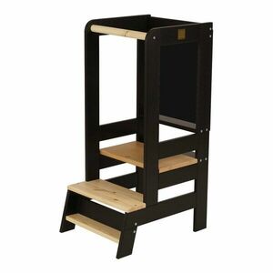 Fekete/természetes fenyőfa tanulótorony Montessori - Meowbaby kép