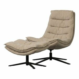 Natúr színű forgó zsenília fotel lábtartóval Kube – WOOOD kép