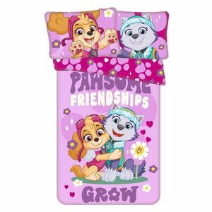 Rózsaszín pamut gyerek ágyneműhuzat babaágyhoz 100x135 cm Paw Patrol "Pawsome friendships grow" – Jerry Fabrics kép