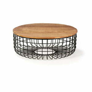 Natúr színű kerek dohányzóasztal akácfa asztallappal ø 102 cm Suvan – MOME kép