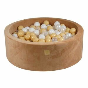 Világosbarna bársony labdamedence ø 90x30 cm Montessori – Meowbaby kép