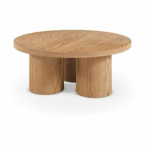 Natúr színű kerek dohányzóasztal tölgyfa dekorral ø 100 cm Arancha – MOME kép