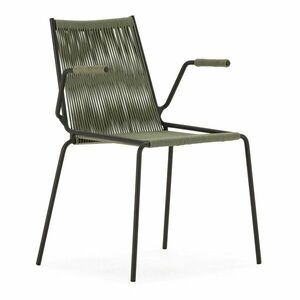 Zöld fém karfás-rakásolható étkezőszék szett 2 db-os Emily – Marckeric kép