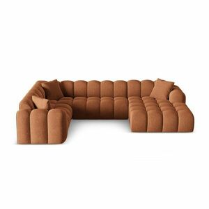 Terrakotta színű zsenília sarokkanapé (bal oldali-U alakú) Treno – Cosmopolitan Design kép