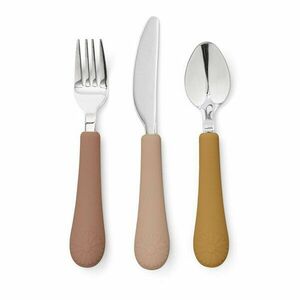 Okkersárga-terrakotta színű szilikon gyerek evőeszköz 3 db-os Tuscany Mix – Cam Cam Copenhagen kép