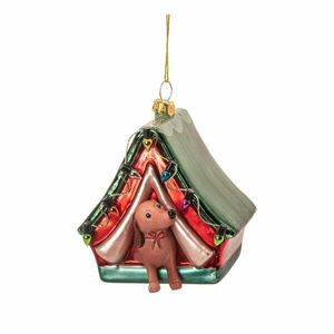 Üveg kézzel készített karácsonyfadísz 9 cm Dog in a Tent – Sass & Belle kép