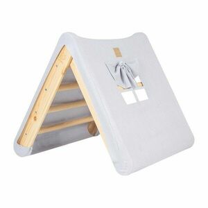 Világoskék-natúr színű borovi fenyő pikler háromszög 61x60x60 cm Montessori – Meowbaby kép